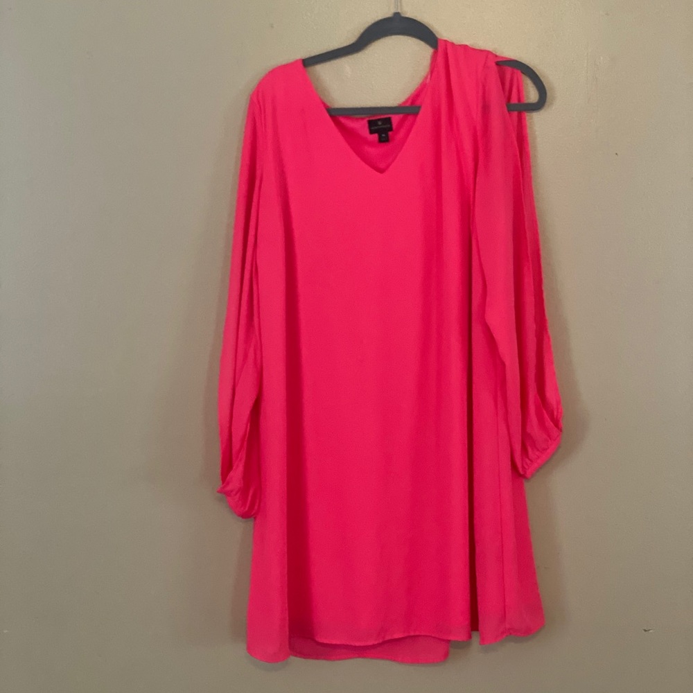 Worthington Hot Pink Cut Sleeve Dress Sz XL